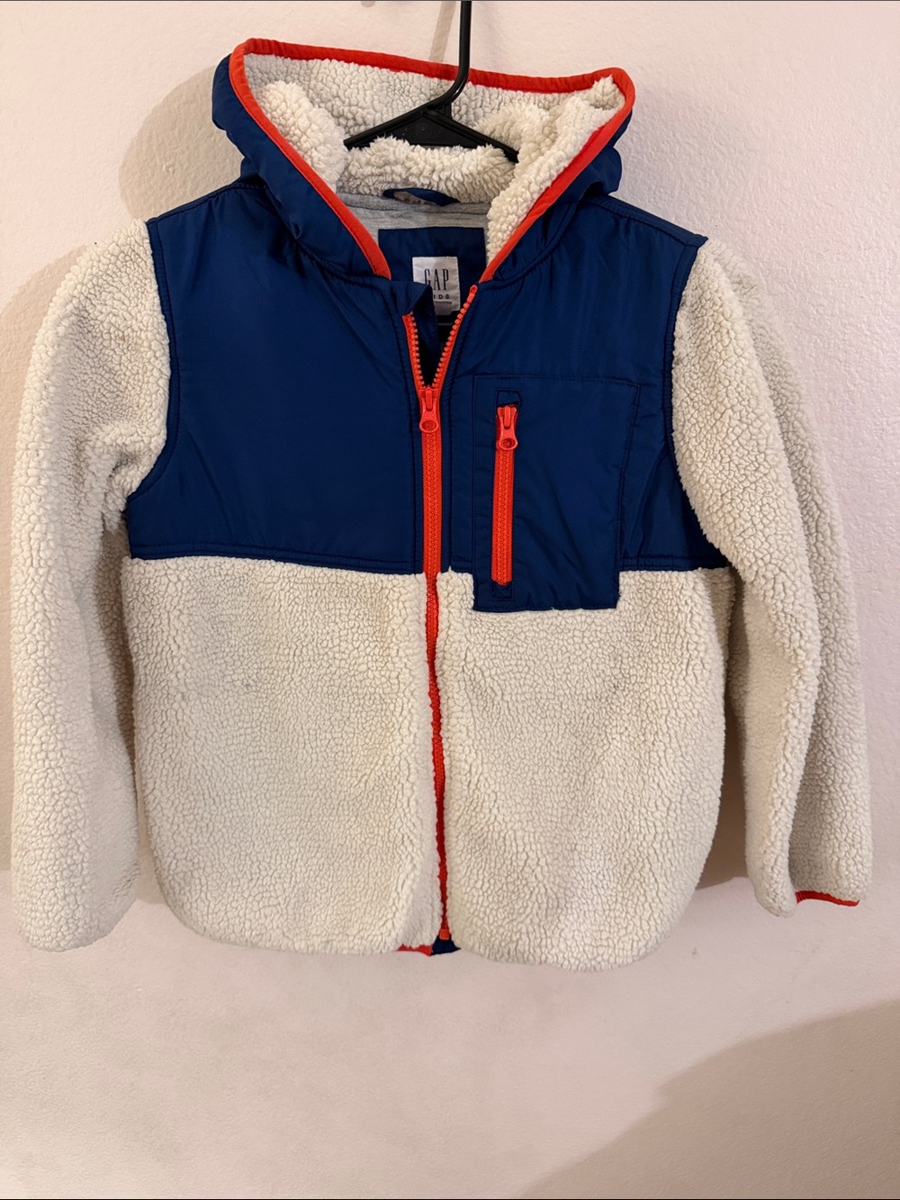 GAP Kids Navy, Cream & Orange Sherpa Zip Hoodie